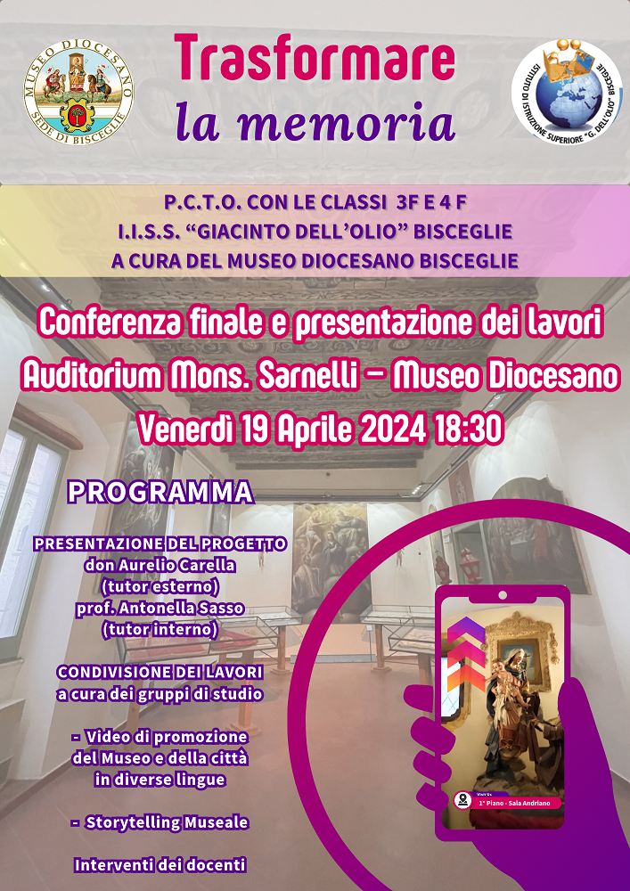 Museo Diocesano - conferenza venerdì 19 aprile p.v. alle 18.30, presso l'Auditorium Mons. Sarnelli.